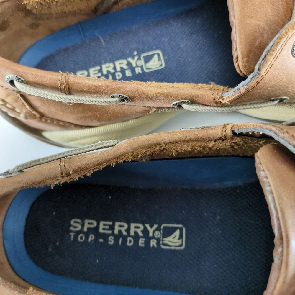 Sperry Top-Sider Boat Shoes Mens 9‎ Brown Leather Moccasin Toe, Casual Loafers